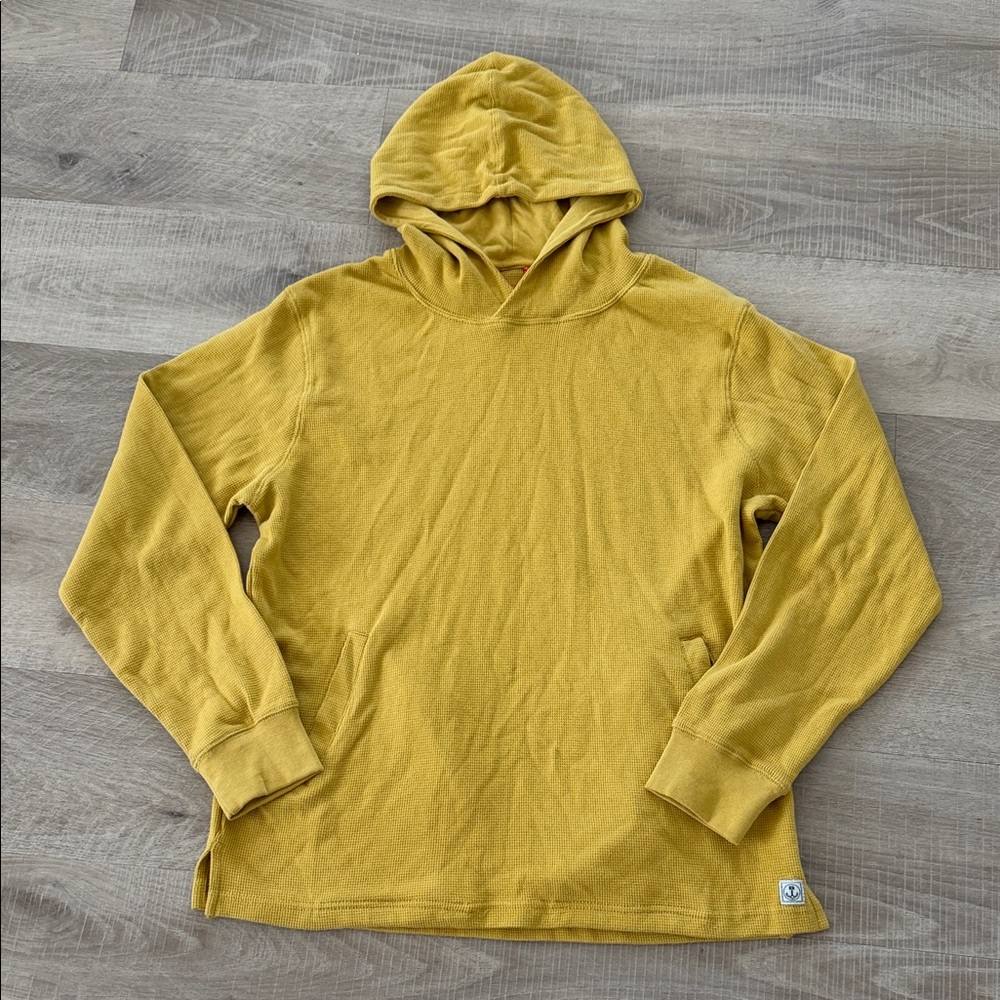 Iron and resin Men's Keanu Hooded Long-Sleeve gold waffle sweater size Large